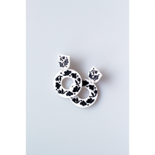 Slow Day Studios Black & White Floral Wreath Dangle Earrings