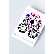 Slow Day Studios Black & White Floral Wreath Dangle Earrings