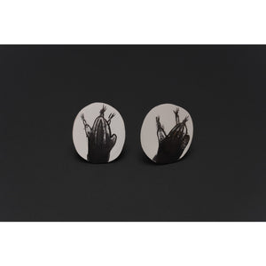 Deco Echo Black & White Cactus Studs 042876