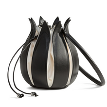 bylin Classic Leather Black and Cream Tulip Bag 070110
