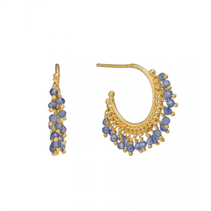 Kate Wood Blue Sapphire Chain Hoops Gold HO-E01-SVY
