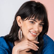 Ink + Alloy Josie Angled Striped Fringe Earrings Blush LXER0700BH