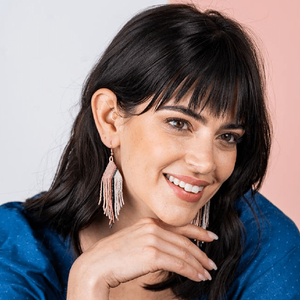 Ink + Alloy Josie Angled Striped Fringe Earrings Blush LXER0700BH