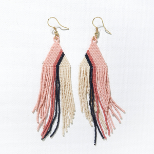 Ink + Alloy Josie Angled Striped Fringe Earrings Blush LXER0700BH