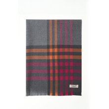 Foxford Woollen Mills 5 Stripe Border Pink, Orange & Charcoal Merino Stole 4334/C3