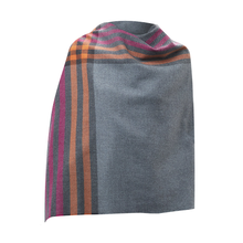 Foxford Woollen Mills 5 Stripe Border Pink, Orange & Charcoal Merino Stole 4334/C3