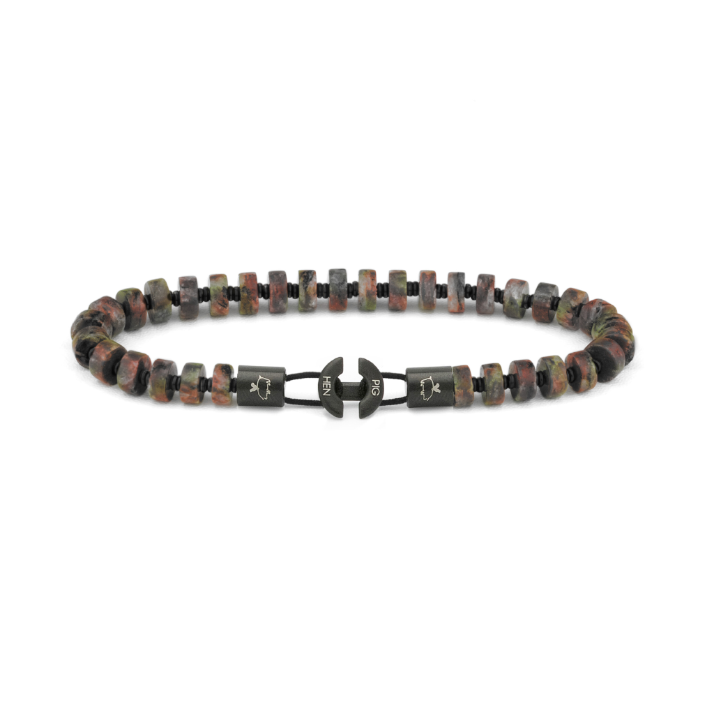 Pig & Hen Brontide Dragon Blood Jasper Bracelet P38-253559