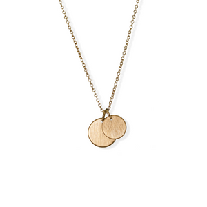 jj+rr Brushed Double Disc Gold Necklace 4N402-G