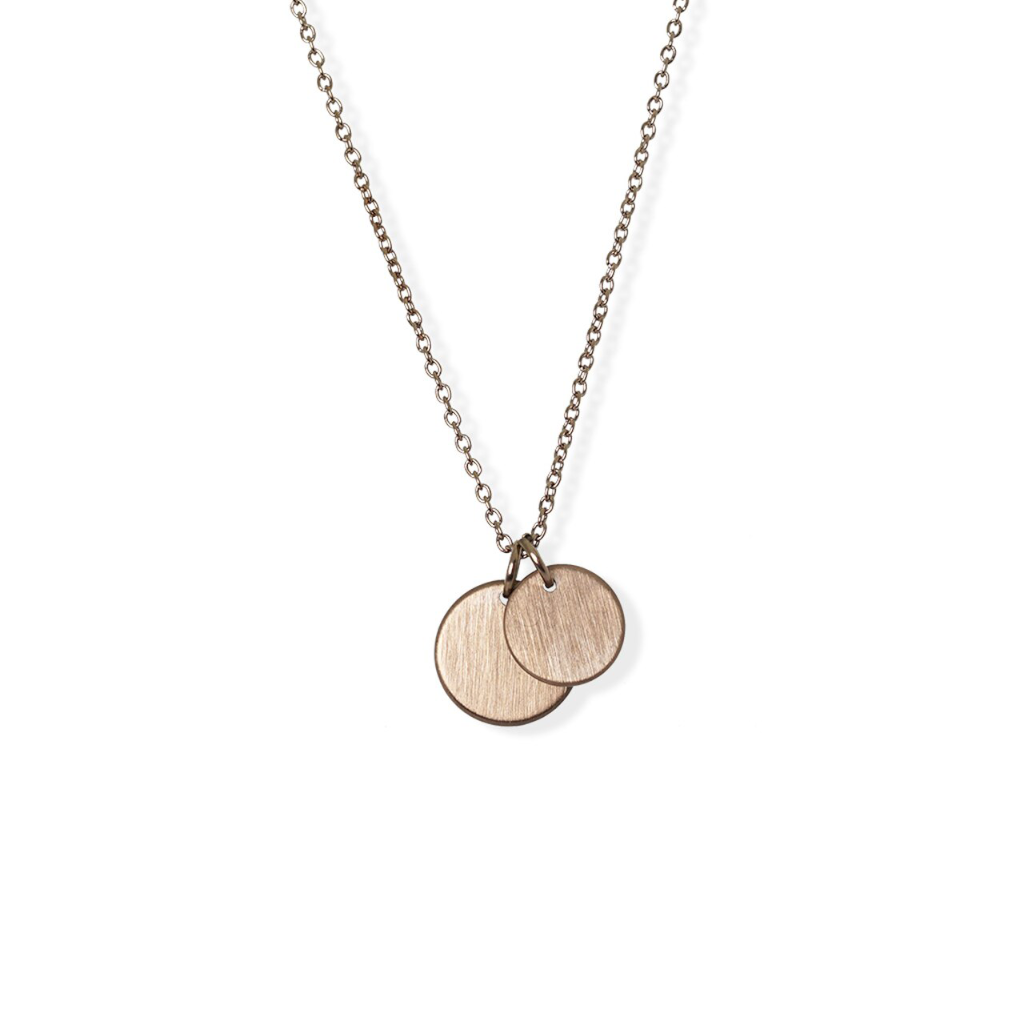 jj+rr Brushed Double Disc Rose Gold Necklace 4N402-RG