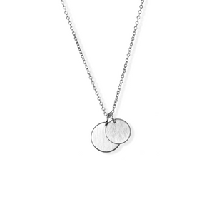 jj+rr Brushed Double Disc Silver Necklace 4N402-S