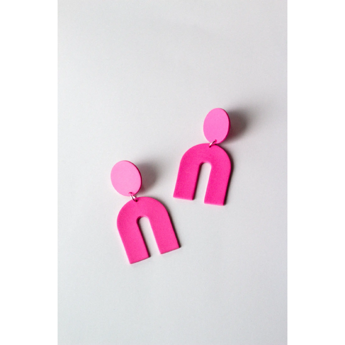 Slow Day Studios Bubblegum Pink Arch Dangle Earrings