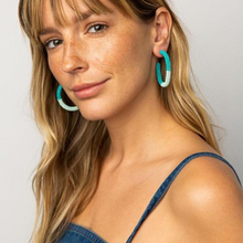 Ink + Alloy Cammy Colour Block Hoops Turquoise and Light Blue SBER1801TQ