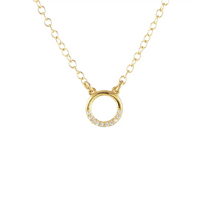 Kris Nations Circle Crystal Outline Necklace Gold N931-G