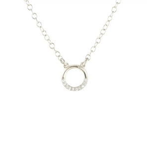 Kris Nations Circle Crystal Outline Necklace Silver N931-S