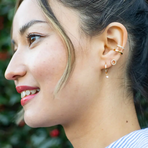 Kris Nations Circle Crystal Outline Studs Gold E771-G
