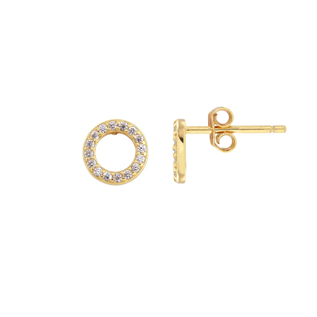 Kris Nations Circle Crystal Outline Studs Gold E771-G