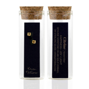 Kris Nations Citrine Prong Set Studs Gold E669-G-CIT