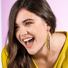 Ink + Alloy Josie Angled Stripe Fringe Earrings Citron LXER0700CI