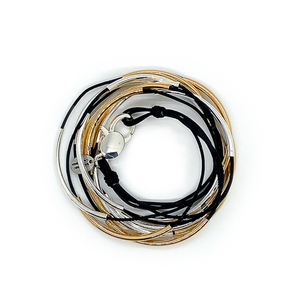 Lizzy James Lizzy Classic Gold/Silver Black Wrap Bracelet