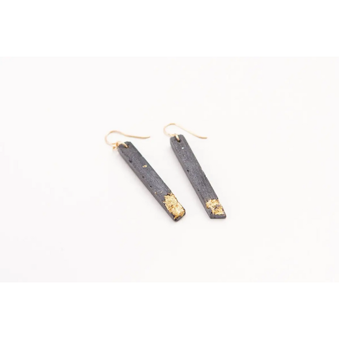 dconstruct Concrete Fractured Skinny Earrings Grey Gold CON-J-FR-E-S2-G