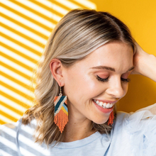 Ink + Alloy Fiona Angles Beaded Fringe Earrings Coral SBER2900C