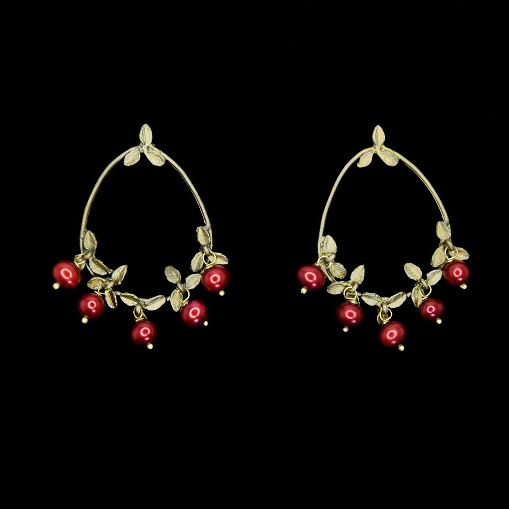 Silver Seasons Cranberry Hoop Earrings 3648BZCR