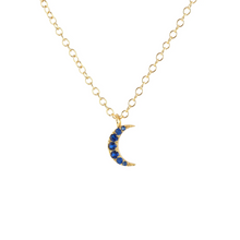 Kris Nations Crescent Moon Crystal Necklace Sapphire N833-G-SAP