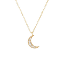 Kris Nations Crescent Moon Pave Necklace Gold N691-G