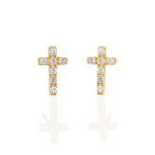Kris Nations Cross Crystal Studs Gold E743-G
