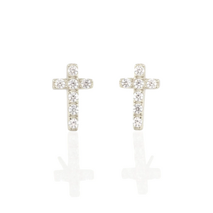 Kris Nations Cross Crystal Studs Silver E743-S