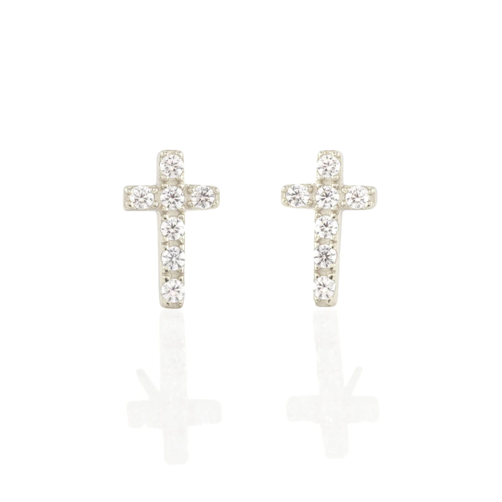 Kris Nations Cross Crystal Studs Silver E743-S