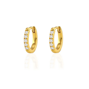 Kris Nations Pave Huggie Hoops Crystal Gold E759-G-CRYS