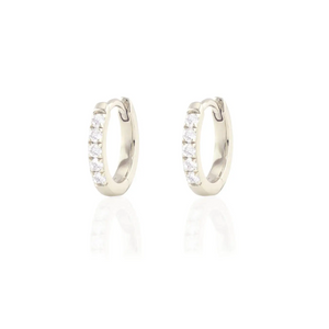 Kris Nations Pave Huggie Hoops Crystal Silver E759-S-CRYS