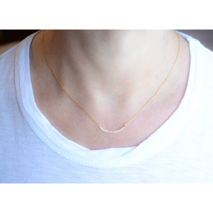 AJS Delicate Gold Crescent Necklace N490-GP