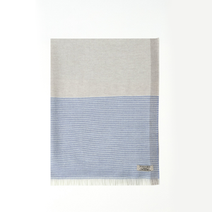 Foxford Woollen Mills White, Mink & Blue Merino Stole 4215/H8