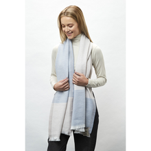 Foxford Woollen Mills White, Mink & Blue Merino Stole 4215/H8