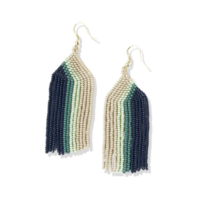 Ink + Alloy Dolly Vertical Stripe Fringe Earrings Teal SBER2800IN