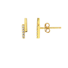 Kris Nations Double Bar with Crystal Studs Gold E776-G