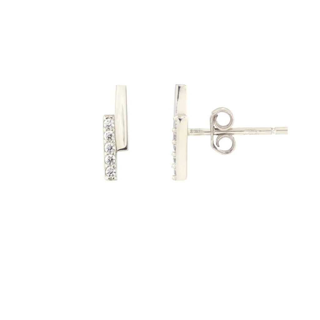 Kris Nations Double Bar with Crystal Studs Silver E776-S