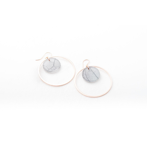 dconstruct Ecoresin Double Circle Earrings Fossil Leaf White FLW-EDCIR