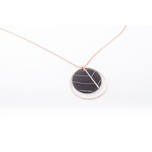 dconstruct Ecoresin Double Circle Necklace Fossil Leaf Indigo FLI-NDCIR-18