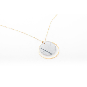 dconstruct Ecoresin Double Circle Necklace Fossil Leaf White FLW-NDCIR-18