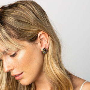 Ink + Alloy Elizabeth Confetti Beaded Studs Muted Rainbow PSER0201MC