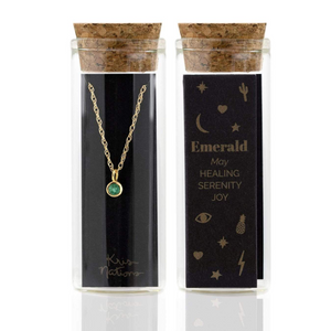 Kris Nations Emerald Charm Necklace Gold N778-G-EME