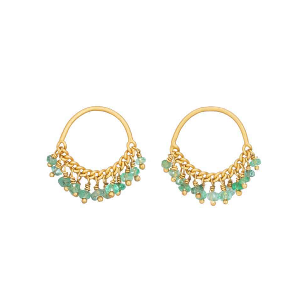 Kate Wood Emerald Loop Studs Gold LO-E02-EVY