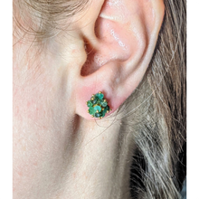 Kate Wood Emerald Pompom Studs Gold PP-E02-EVY