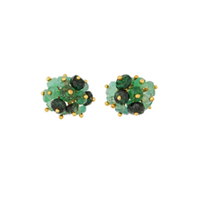 Kate Wood Emerald Pompom Studs Gold PP-E02-EVY