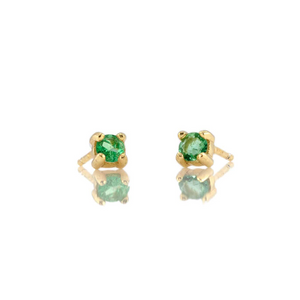 Kris Nations Emerald Prong Set Studs Gold E669-G-EME