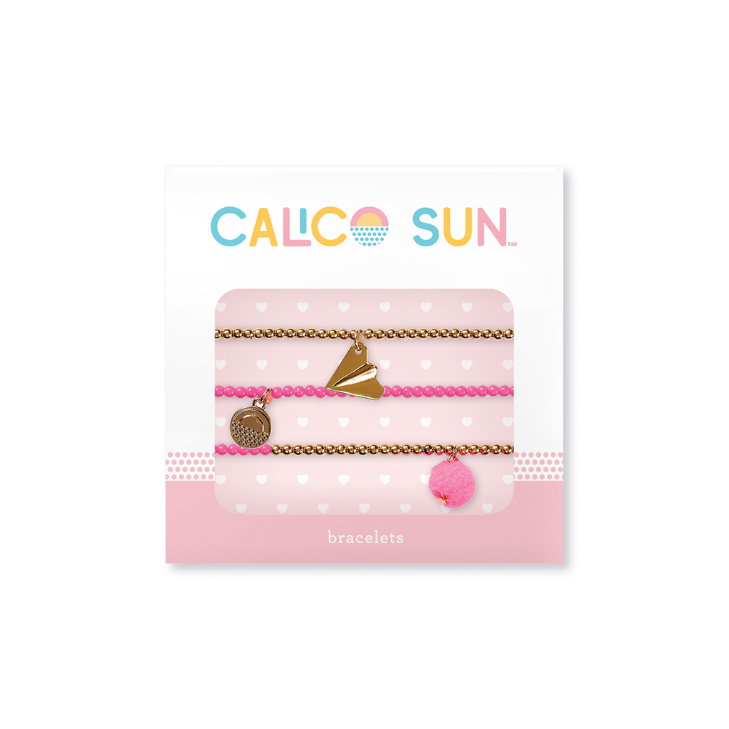 Calico Sun Emma Bracelets - Gold Paper Airplane - Set of 3 202-011