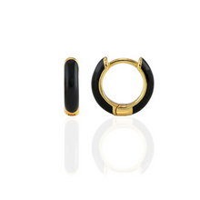 Kris Nations Enamel Huggie Hoops Black E671-G-BLK